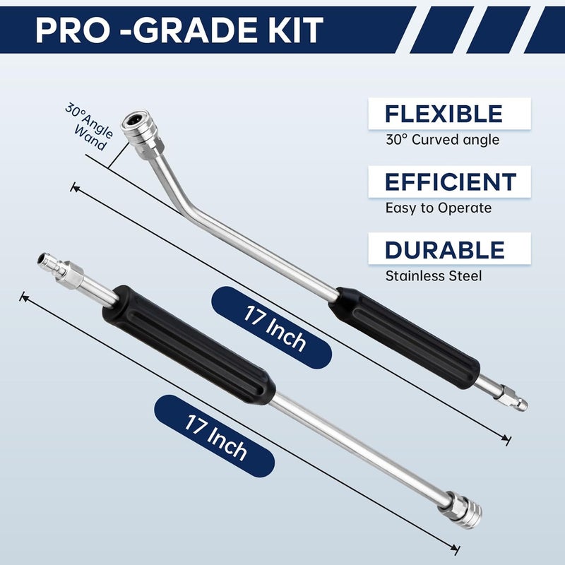 GALELEOPARD Pressure Washer Extension Wand, Short Pressure Washer Wand Replacement, Power Washer Wand Extension for Car Wash, Curved Angled and Straight Wand Replacement, 1/4" Quick Connect, 2 Pack - Image 2